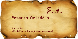 Peterka Arikán névjegykártya